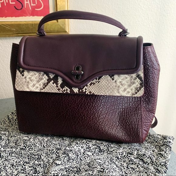 SOLD Rebecca Minkoff Shoulder Bag Snake Print Burgundy - Picture 4 of 12